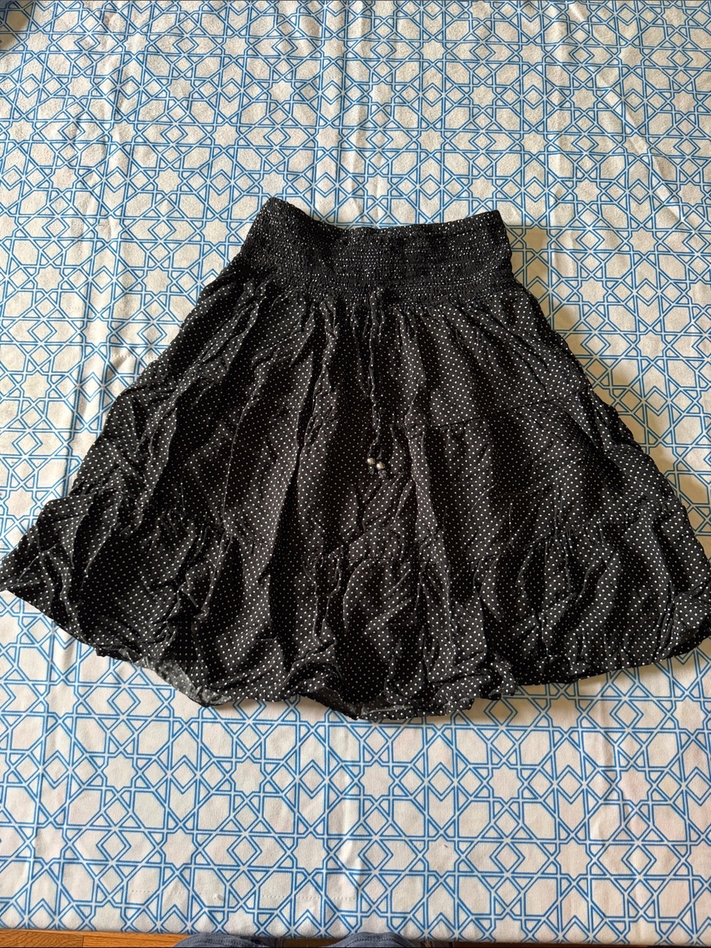 Girls Speechless Black Polka Dot Smocked Waist Skirt